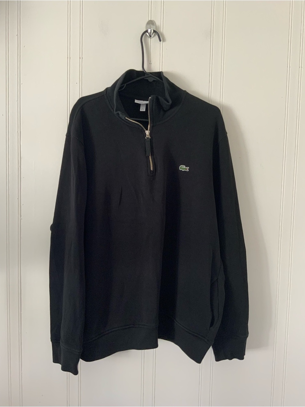 Lacoste Black Half-Zip Sweater with Crocodile Logo